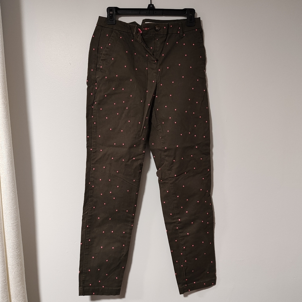 Boden dark green pink polka dot pants 6P